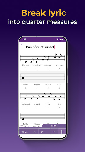 Screenshot of Lyrics Notepad - Song Writing