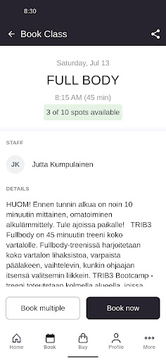 TRIB3 Bookings Screen 3