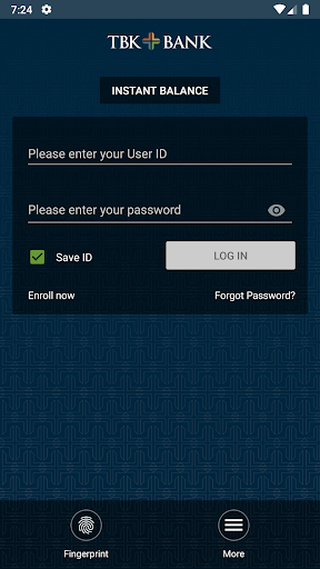 TBK Bank Mobile App Screen 2