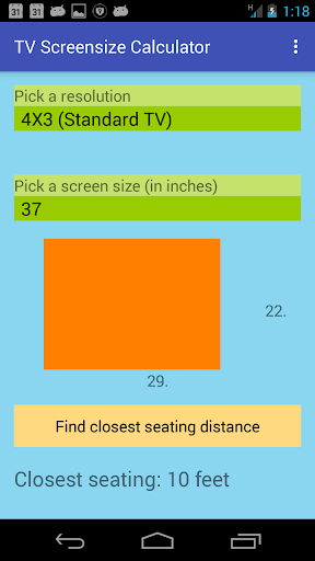 TV Screensize Calculator II Screen 2