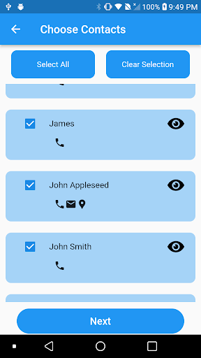 Contact Transfer Screen 2