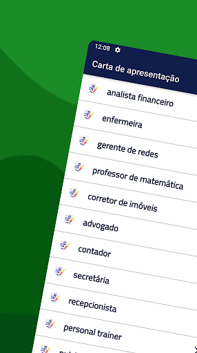 Android application Carta de apresentação exemplos screenshort
