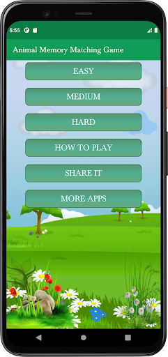 Android application Animal Memory Matching Game screenshort