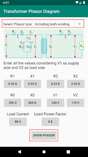 Electrical Graphs App Screen 2