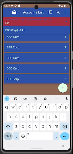 Accounts List Screen 3