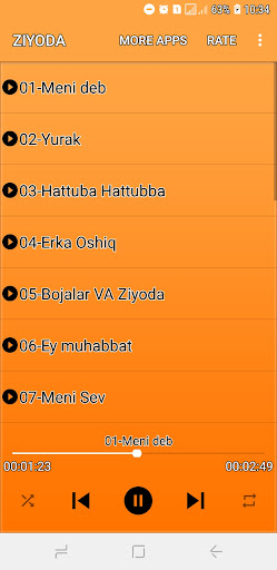 Android application Ziyoda qo'shiqlar screenshort