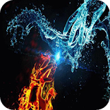 Attraction of fire and water icon