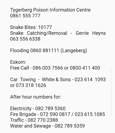 Montagu Emergency Numbers Screen 2