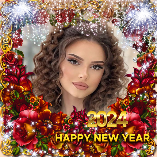 Happy new year photo frame2024 logo