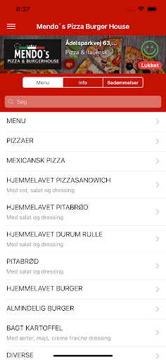 Android application Mendo´s Pizza Burger House screenshort