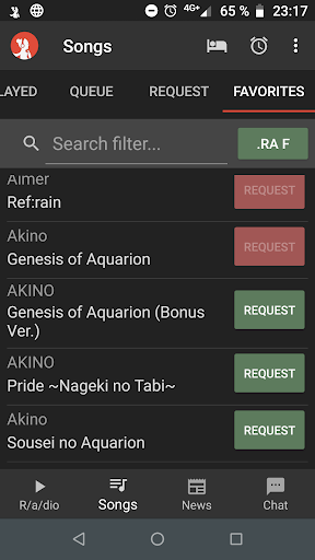 R/a/dio v2 Screen 3