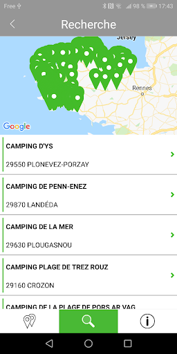 Android application Les campings de France screenshort