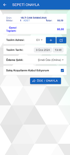 Mobil Sipariş Demo Screen 3