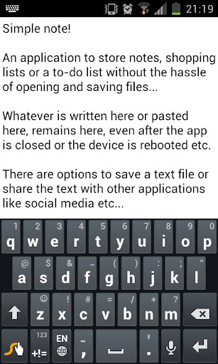 Simple Note Lite Screen 2