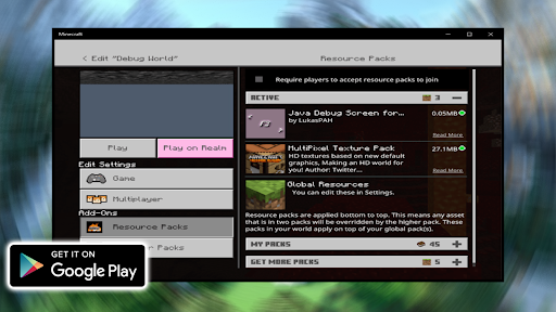 Java Debug Screen Addon MCPE