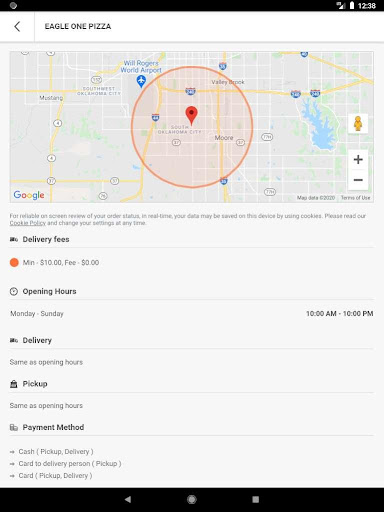 Screenshot of Eagle One Pizza