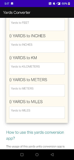 Yards Converter Screen 3