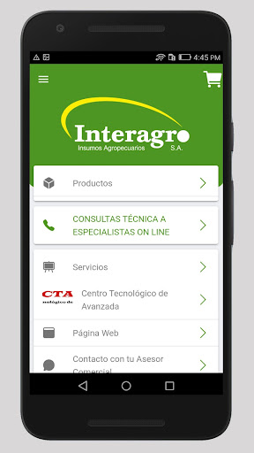 Android application Interagro Clientes screenshort