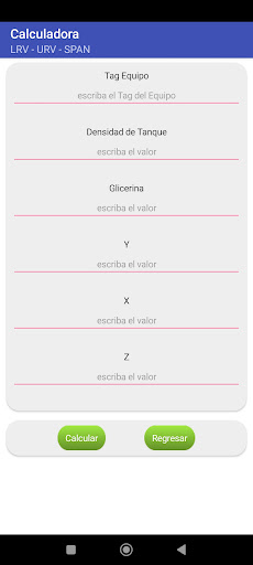 Calculadora de Nivel LRV URV Screen 2