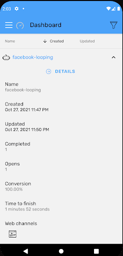 Android application Quriobot Control Room screenshort