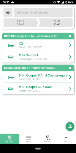Android application carolyn Carsharing screenshort