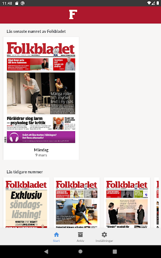 E-tidning Folkbladet Screen 3