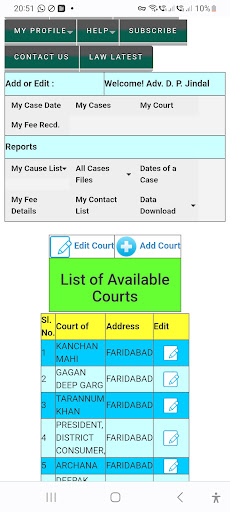 Jinfo Advocate Diary Screen 3
