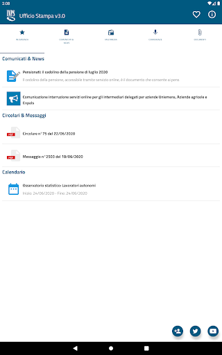 Android application Ufficio Stampa INPS per Tablet screenshort