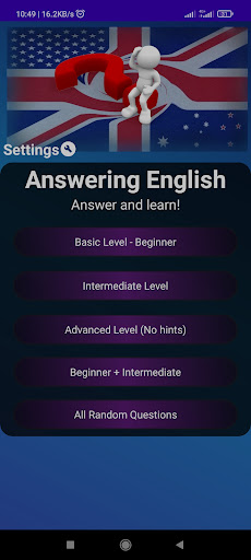 Android application Answ English -Random questions screenshort