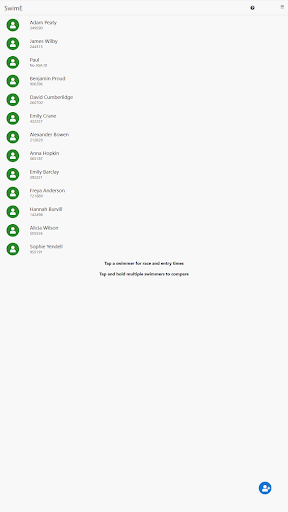Android application SwimE - swim entries, swim tim screenshort