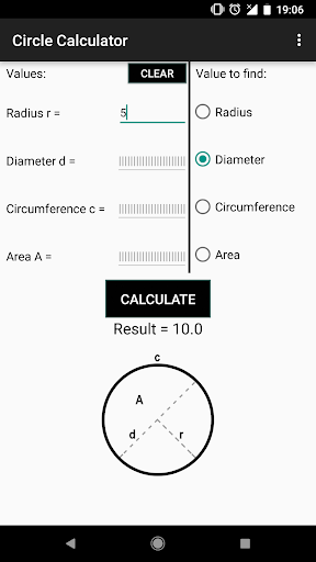 Circle Calculator Screen 2