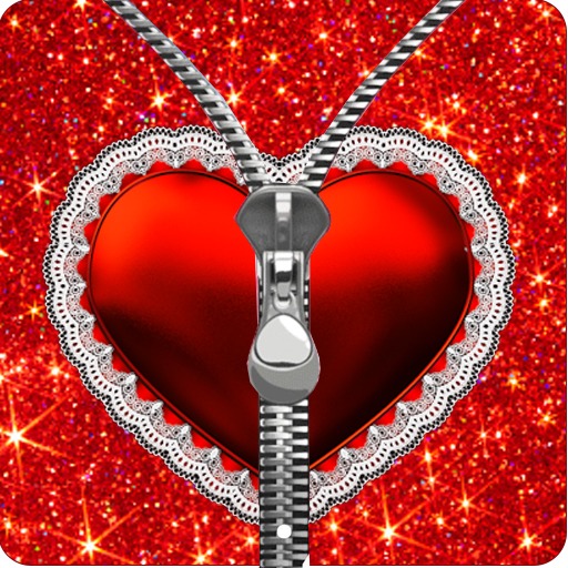 Heart zipper lock screen logo