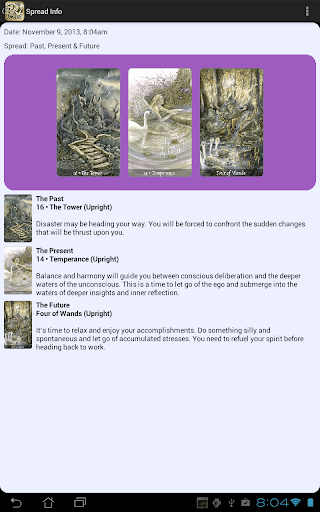 Screenshot of Ghosts & Spirits Tarot