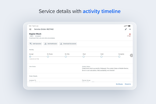 Screenshot of SAP Service and Asset Manager