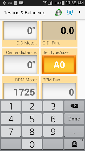 Android application Testing&Balancing: Belt Drive screenshort