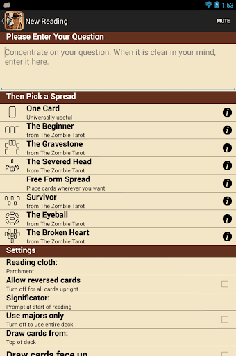 Screenshot of Zombie Tarot