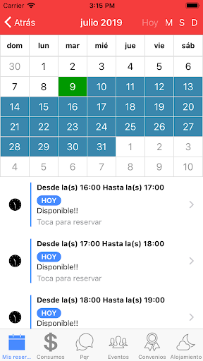 Android application Nogal reservas screenshort