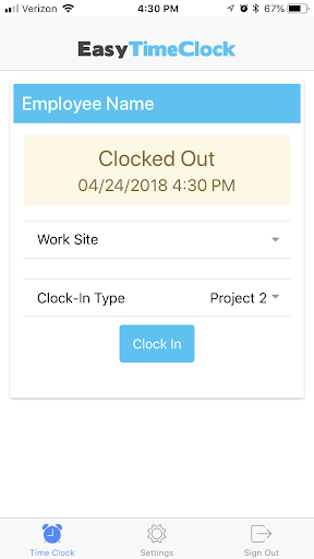 Easy Time Clock Screen 3