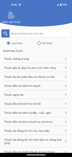 Android application Tra cứu thuốc screenshort