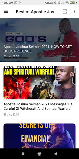 Android application Apostle Joshua Selman screenshort