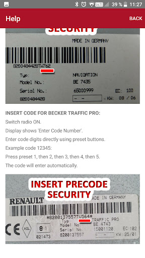 RADIO CODE for RENAULT Screenshot