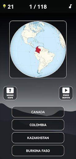 Android application World Map Quiz screenshort