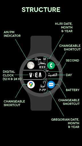 Android application Kufi Watch Face screenshort