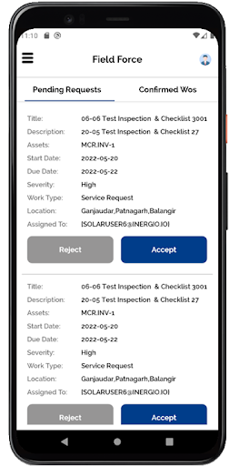 Android application iSolarSight Fieldforce screenshort