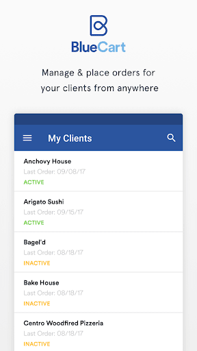 BlueCart – The Sales Rep App Screen 2