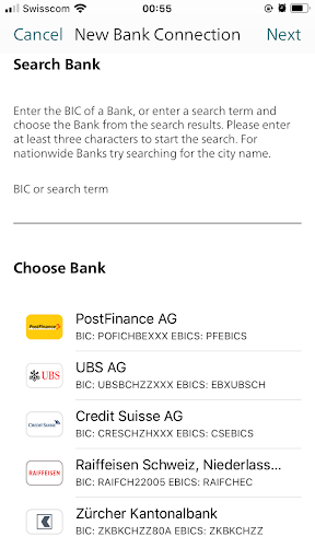 PostFinance EBICS-App Screen 3