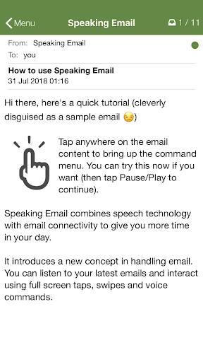 Speaking Email - voice reader Screen 3