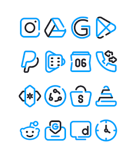 Lineblack - екранна снимка на пакет със сини икони