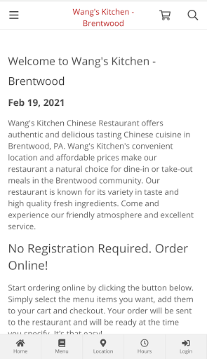 Android application Wang's Kitchen - Brentwood screenshort