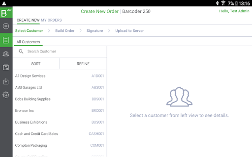 Barcoder 250 Mobile Sales App Screen 2